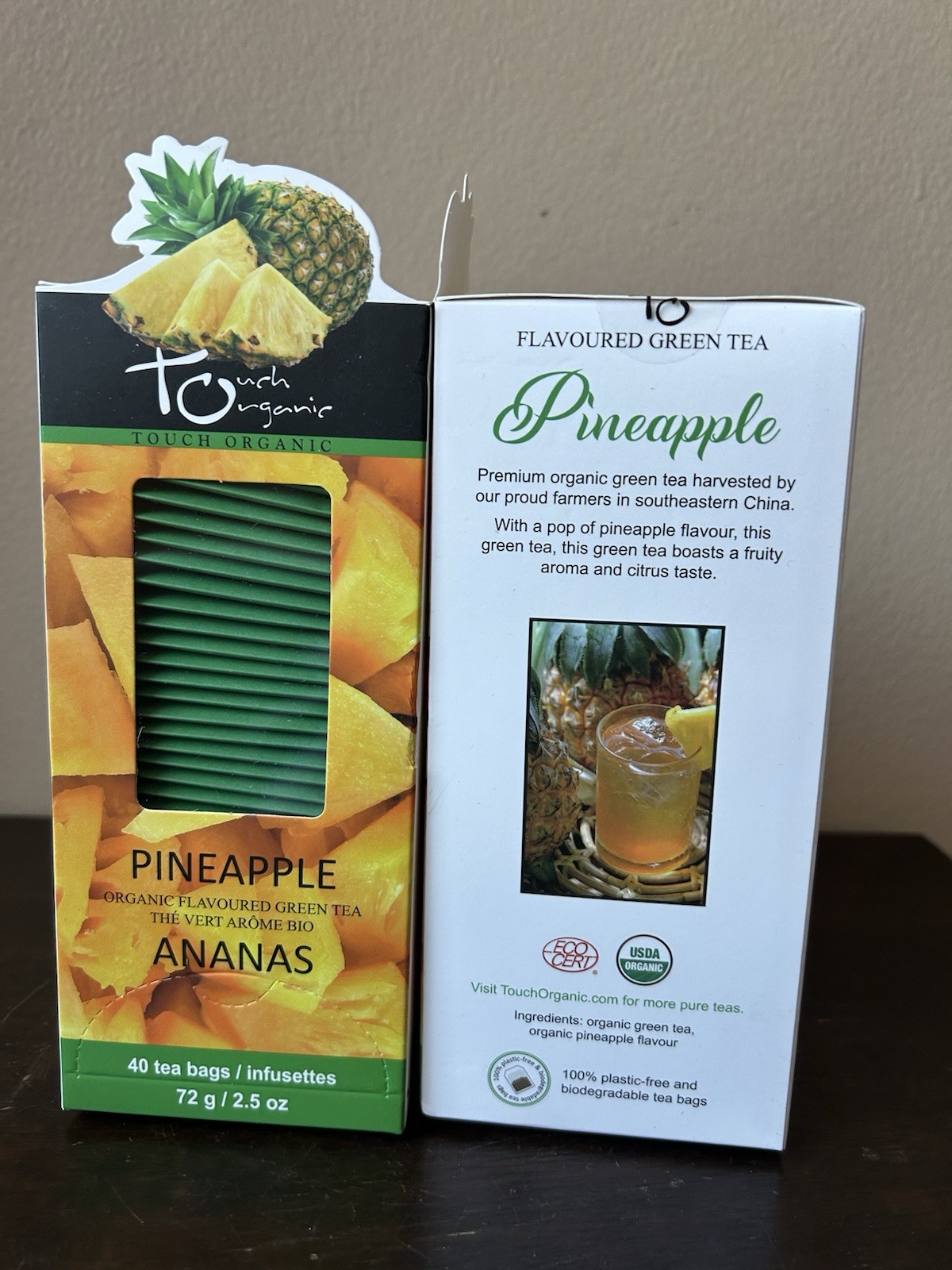 2 Touch Organic Pineapple Green Tea Bags, 40 Bags, 2.5 oz Exp 03/28