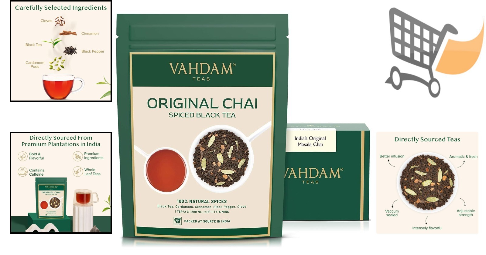 Loose Leaf Masala Chai Tea 50 Cups Black Cinnamon Cardamom Cloves