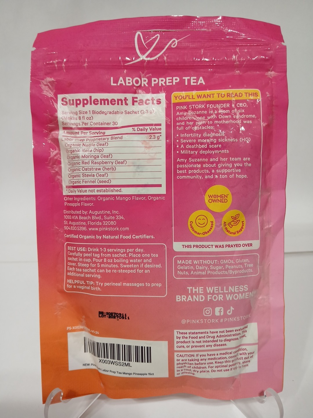 Pink Stork Labor Prep Tea w/ Red Raspberry Leaf + Nettle. Exp 9/11/27
