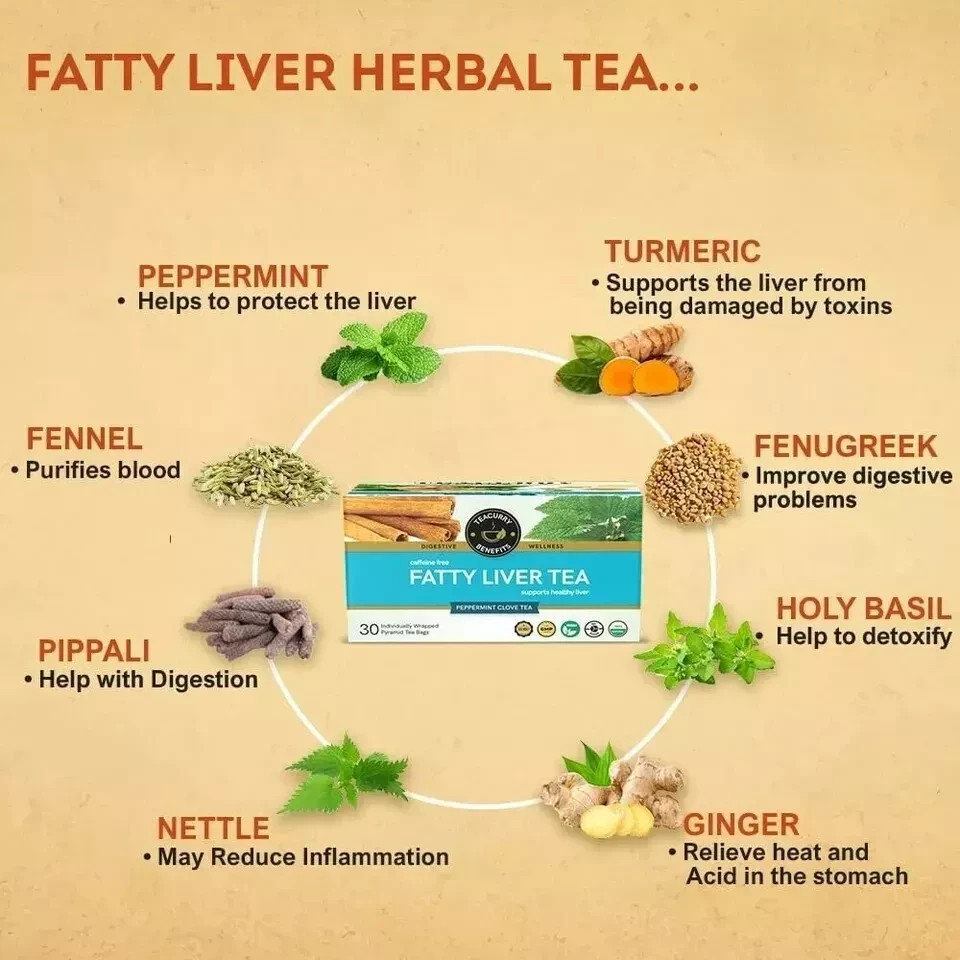 TEACURRY Fatty Liver Tea 30 Tea Bags Free Shipping World Wide