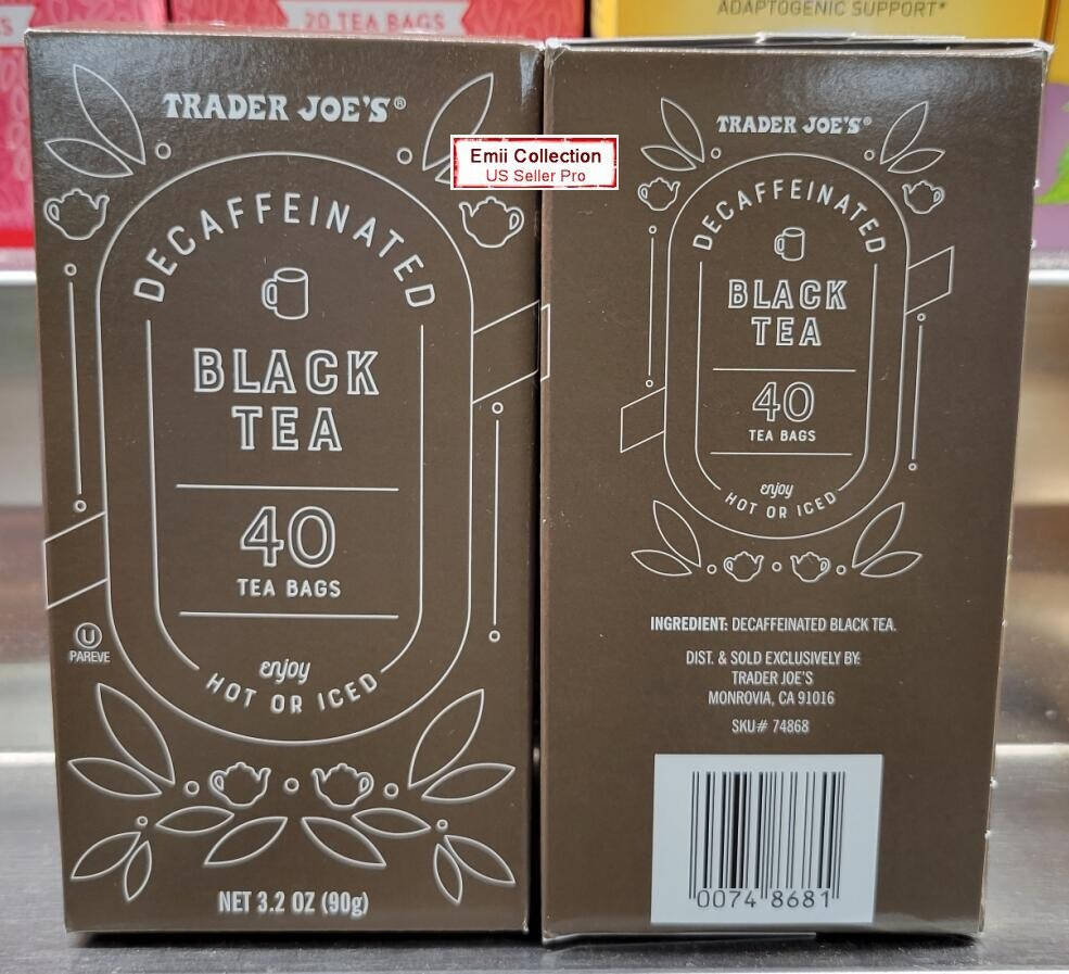 Trader Joe’s Decaffeinated Black Tea 40 Tea Bags 3.2oz 90g (2 Boxes)
