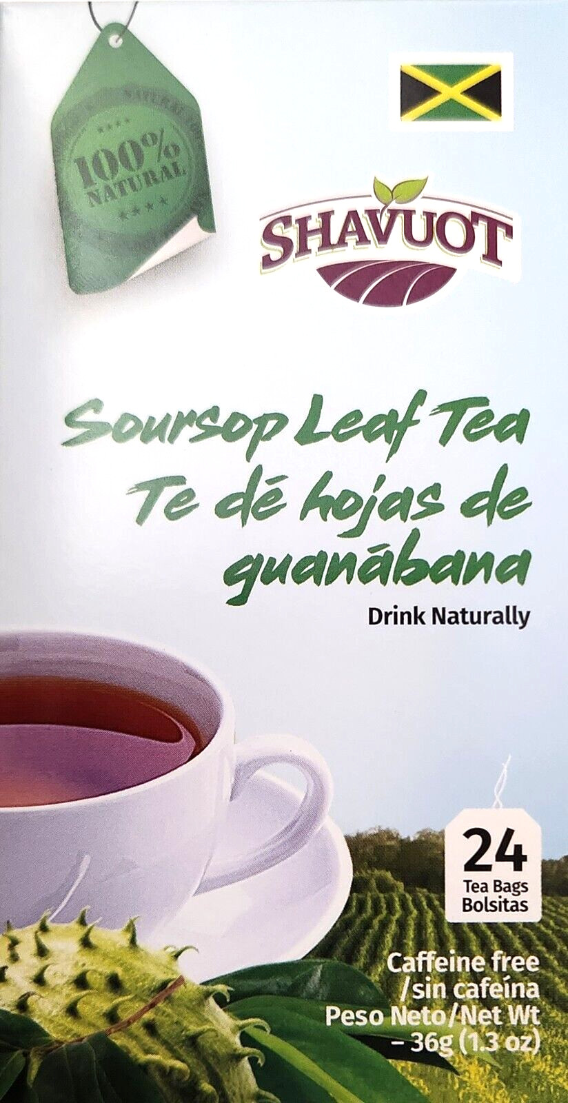2 Boxes Shavuot Soursop Tea (24 Tea bags/Box) Caffeine Free Natural Herb