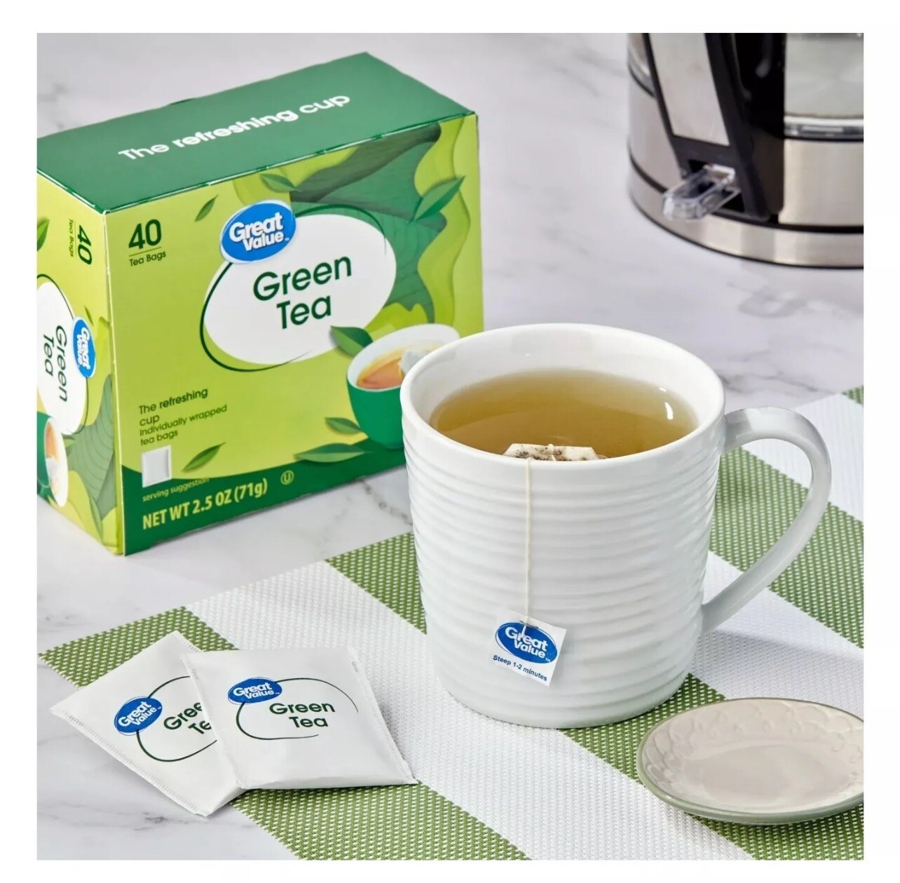 40 ct Green Tea Bags, Great Value, 2.5 oz