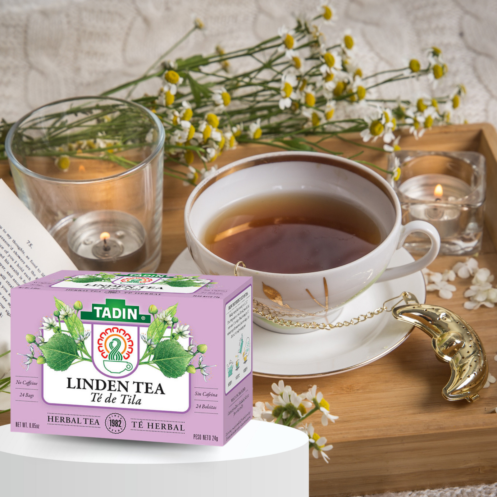 Tadin Herbal Linden Tea. Relaxation Aid. Helps against Colds. 24 Bags. 0.85 oz