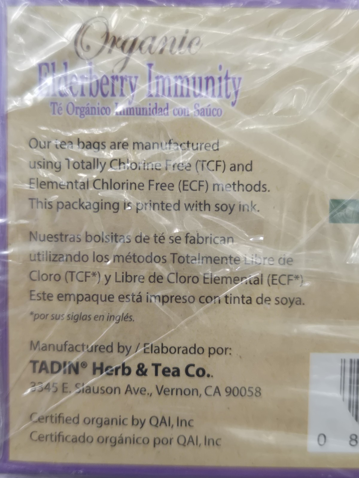 Tadin Organic Elderberry Immunity 20 Tea Bags (Lot Of 6 Boxes) Sick Health Drink