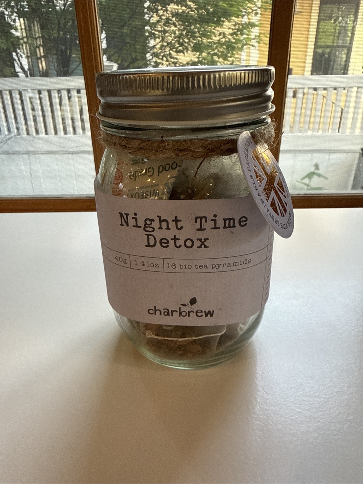 CHARBREW NIGHT TIME DETOX Tea Mason Jar – 16 Pyramid Tea Bags