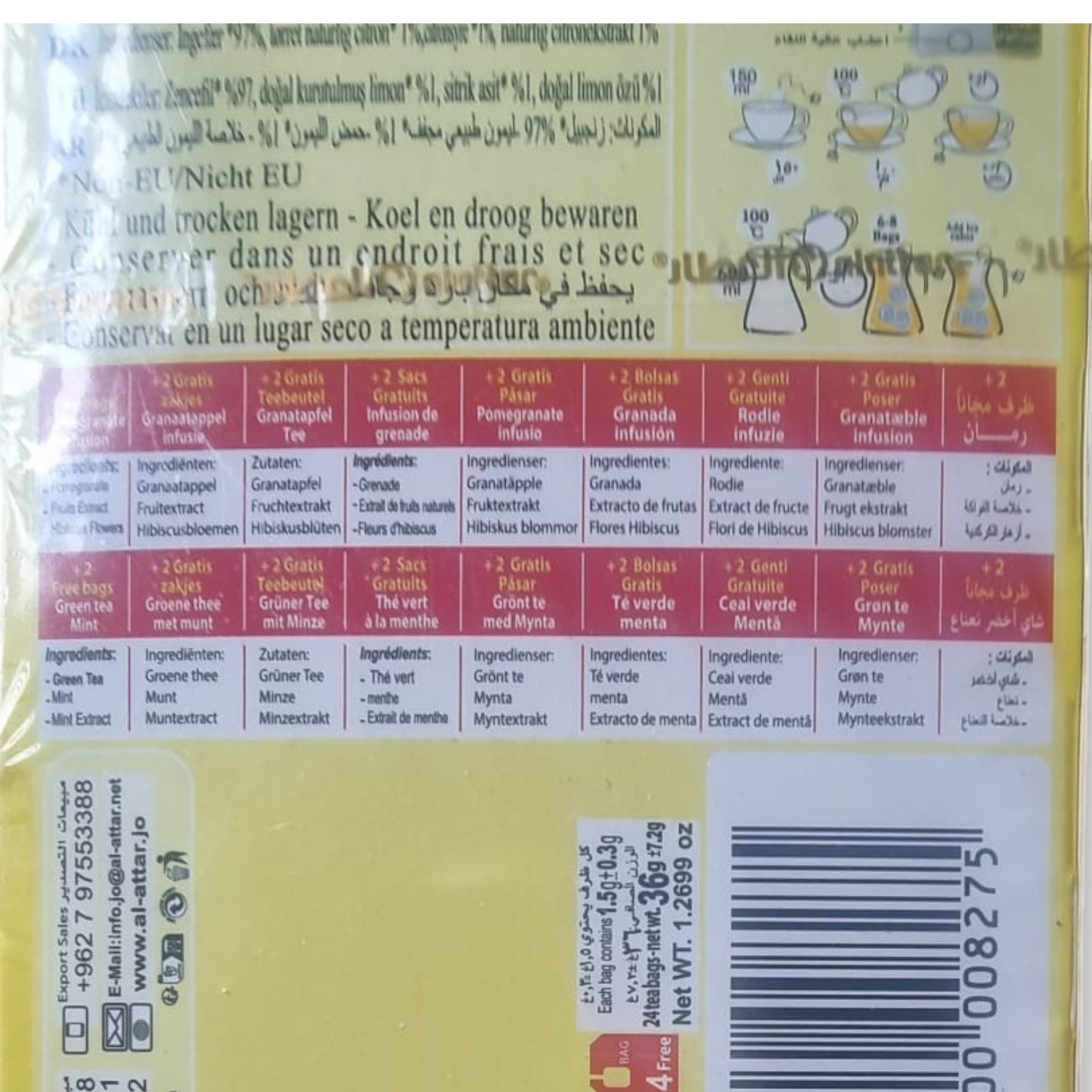 Al Attar Ginger and Lemon Herbal Tea and Ginger and Honey Herbal Tea, Two Pack