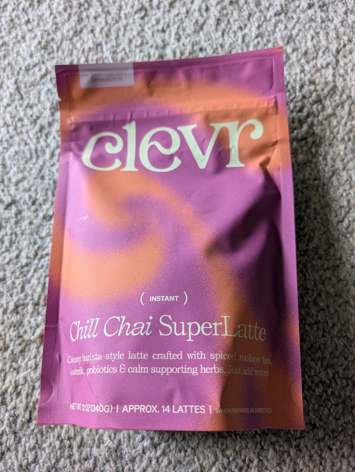 Clevr Chai SuperLatte – Instant Oat Milk Latte with Probiotics – 12 oz