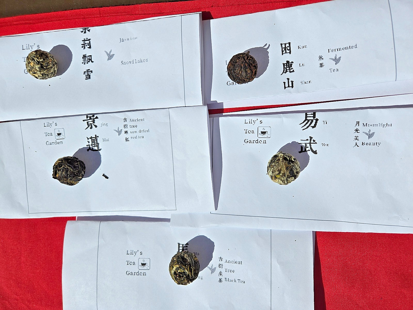 YUNNAN PU’ER DRAGON BALL TEAS HANDROLLED 5 FLAVORS PACK of 10 .3oz $5 FREE SHIP