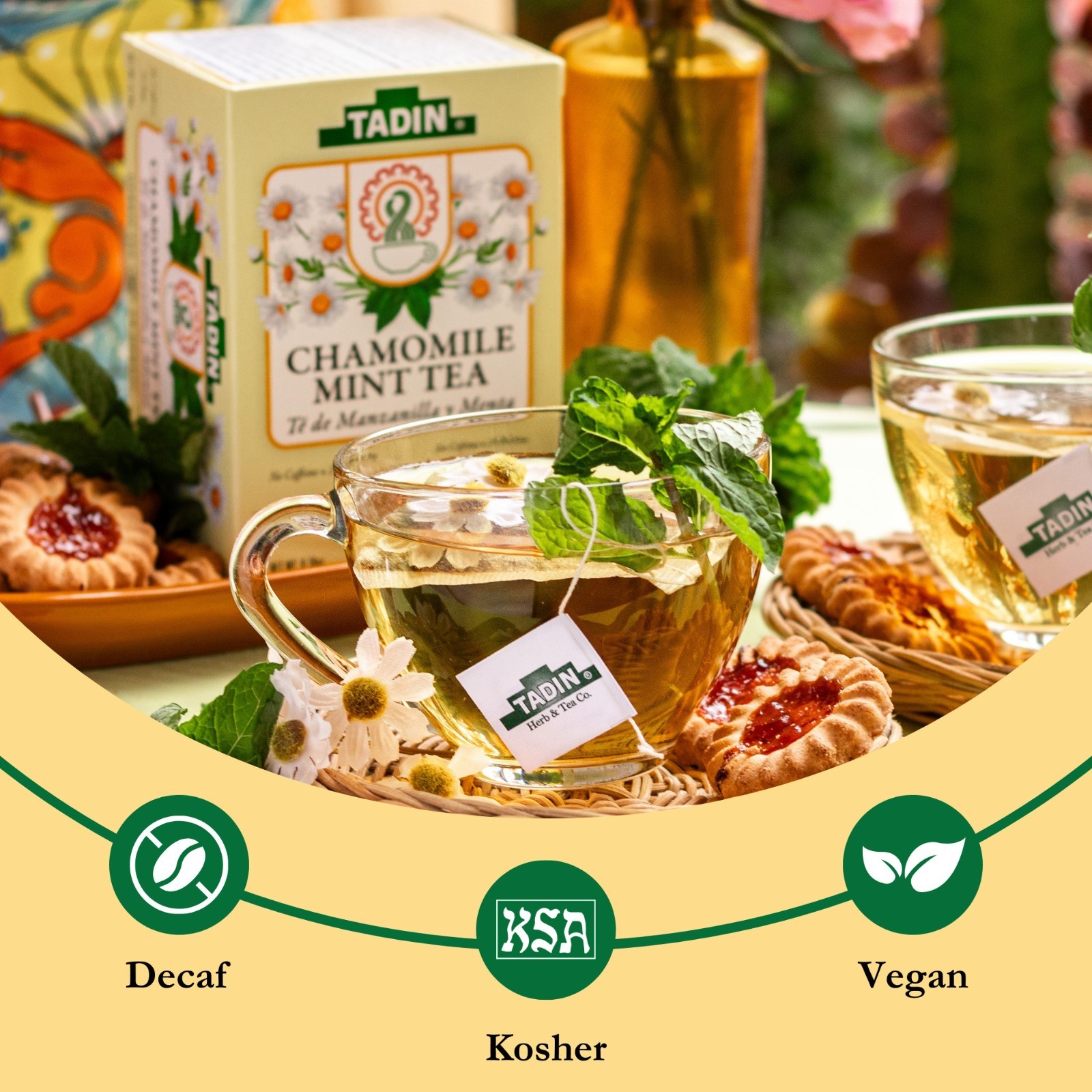TADIN Chamomile Mint Tea Bags Floral Refreshing Herbal Tea 24 bags/box