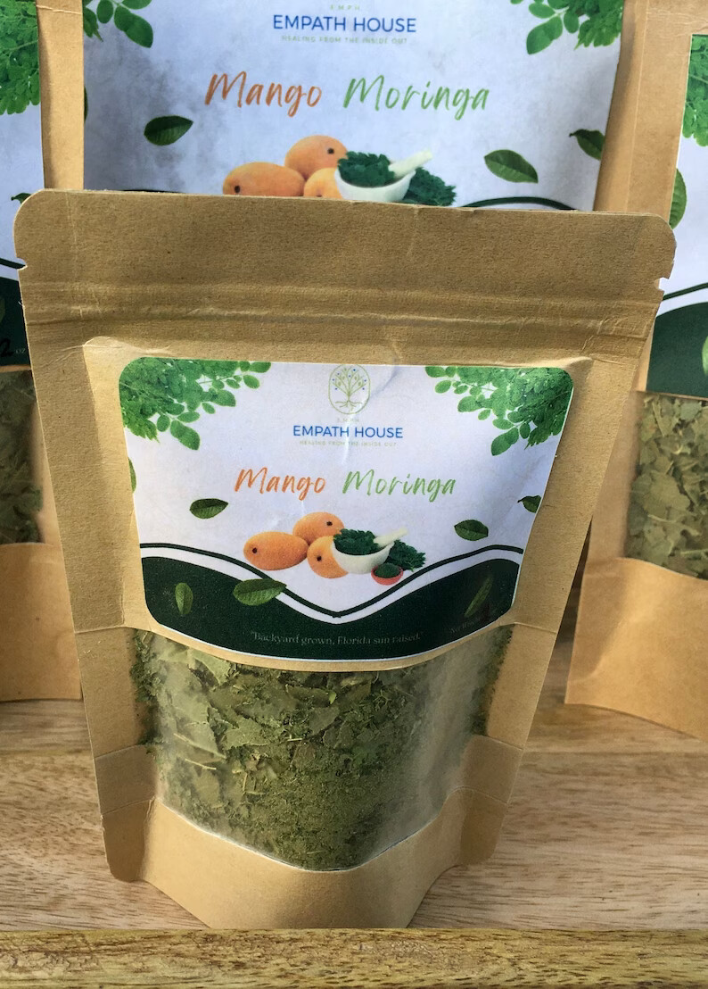 Moringa Leaf & Mango Leaf Herbal Tea 100% Organic Florida Grown USA
