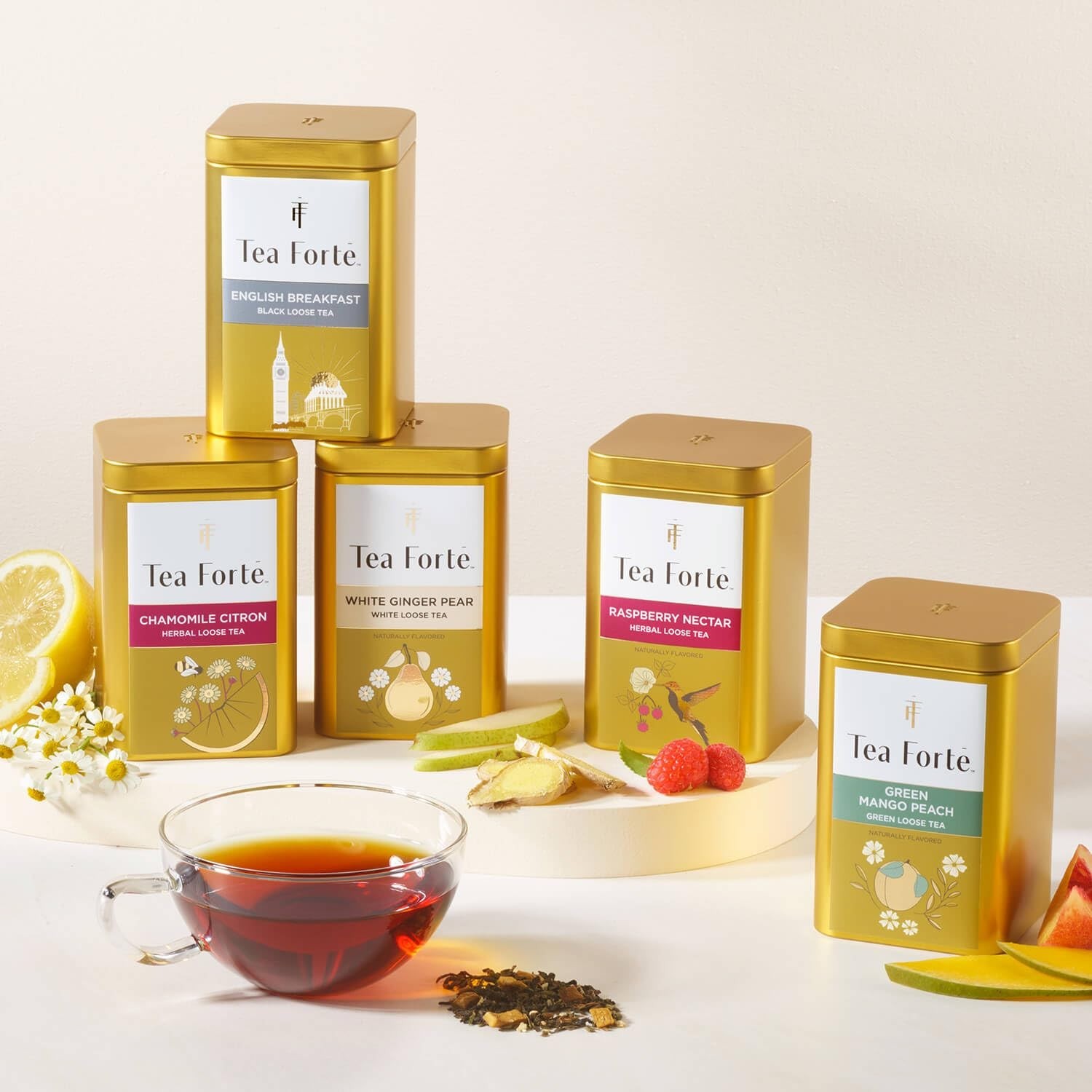 White Ginger Pear Loose Leaf Caffeinated White Tea Blend Canister, Makes 35-…