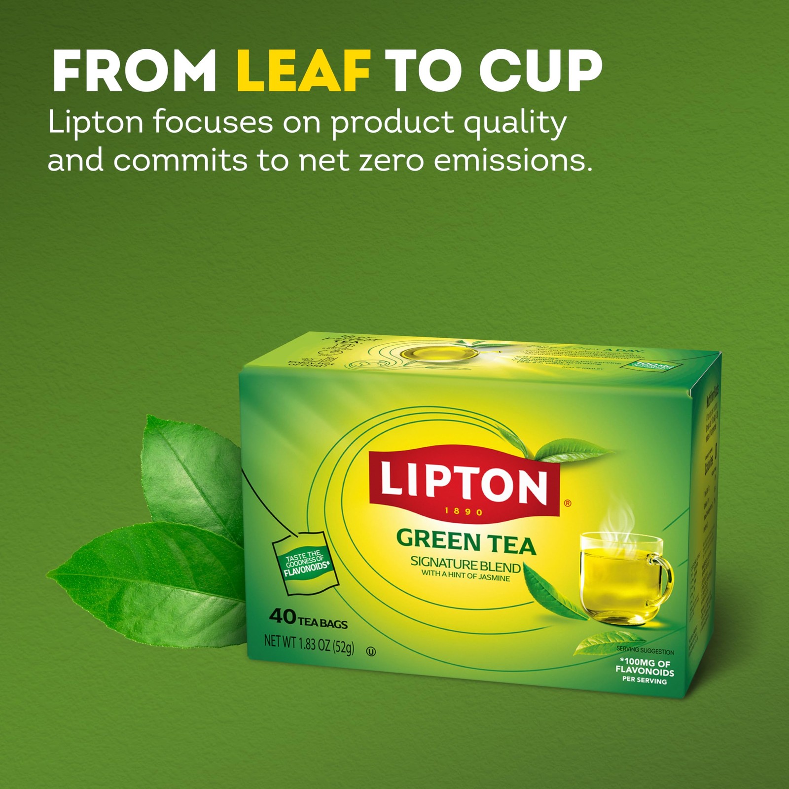 Lipton Signature Blend Green Tea Bags, Unsweetened Teabags for 40 Bags