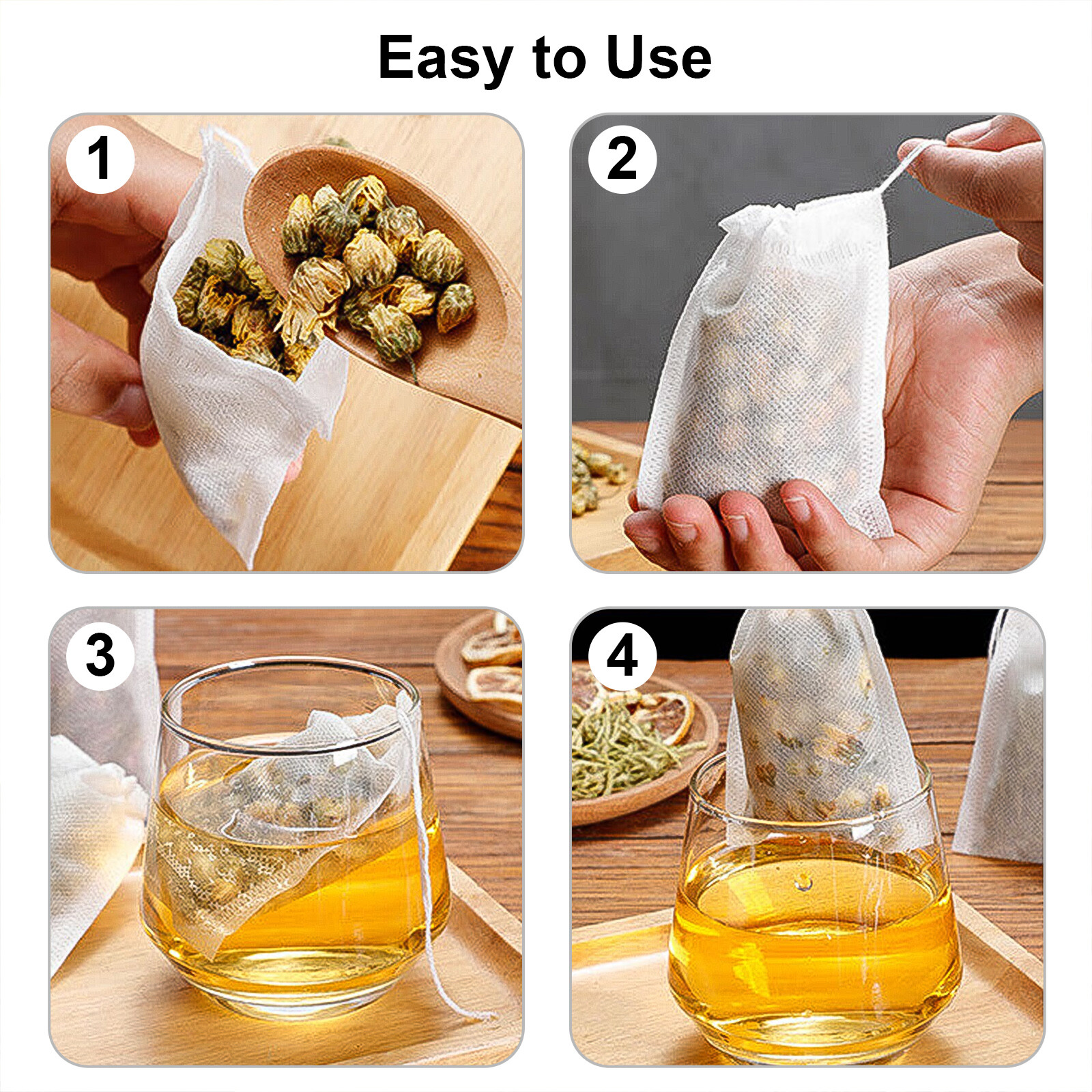 500pcs Disposable Empty Tea Bag Drawstring Seal Teabags Loose Leaf Tea Filters