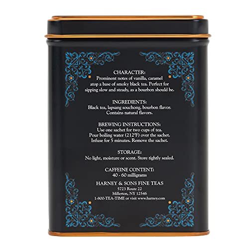 Harney & Sons Black Cask Bourbon Tea Smoky Black Tea w/ Light Caramel 20 Sac…