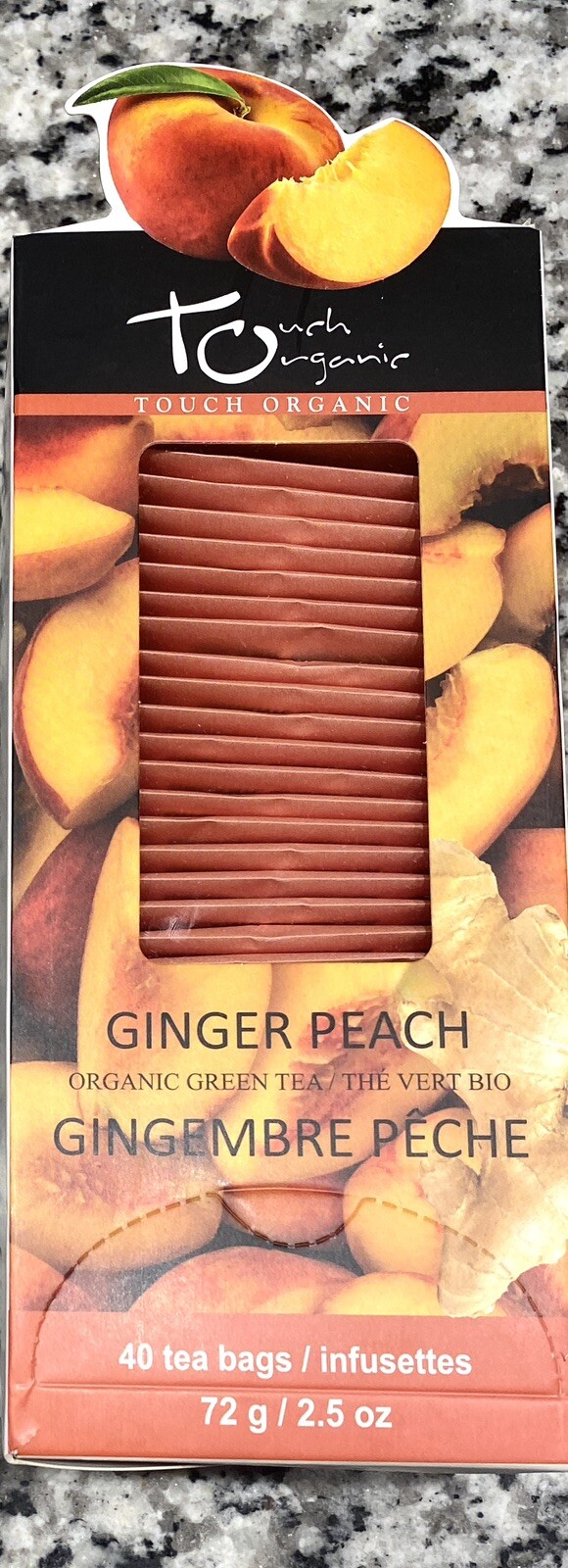 Touch Organic GINGER PEACH GREEN Tea Bags, 40 Bags, 2.5 oz
