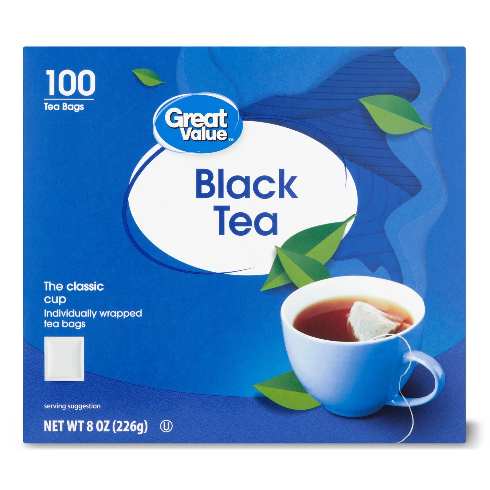Great Value Black Tea Bags 8 Oz, 100 Tea Bags