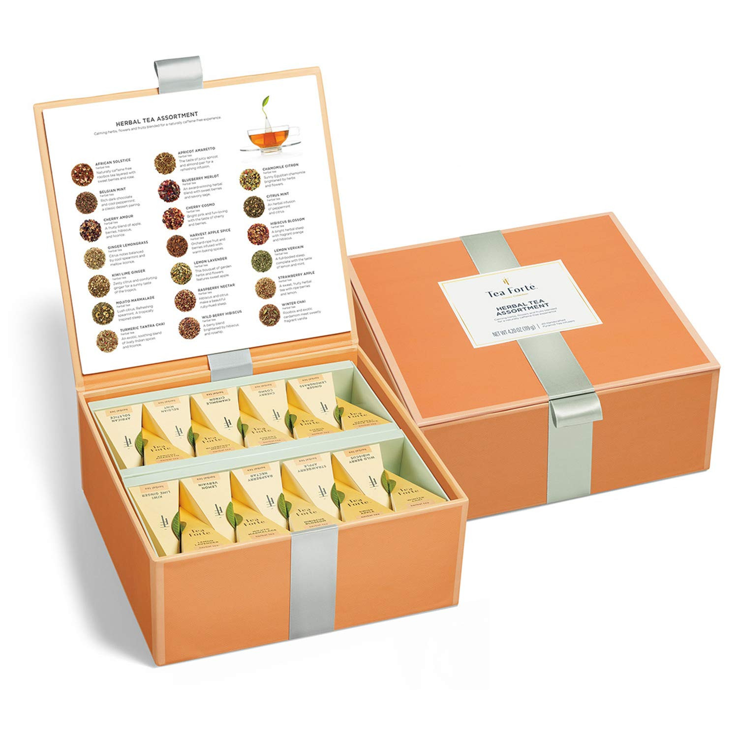 Premium Tea Chest Presentation Box Gift Set Sampler, 40 Count Individually Wrapp
