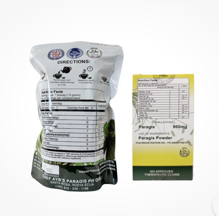Chef Ayb Paragis Gold 900mg 60 Caps + Paragis Moringa & Guyabano Tea 20 Sachets