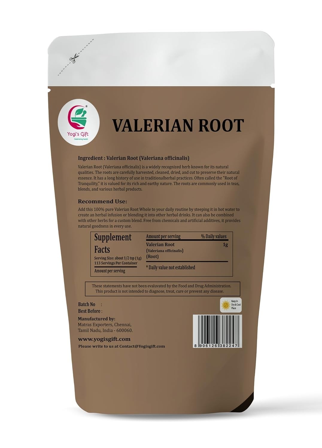 Raíz De Valeriana Entera 4 Oz 100% Natural Para Té Hierbas Dormir y Ansiedad
