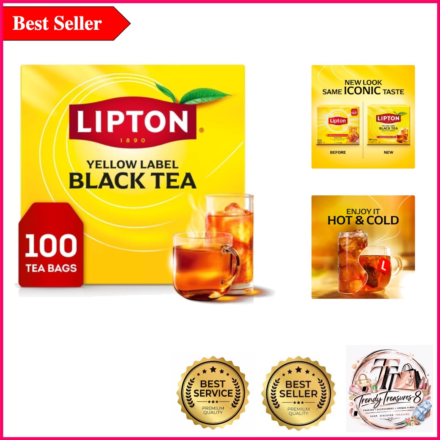 Lipton Black Tea Bags — High Caffeine, Perfect for Hot or Iced Refreshment, 1…