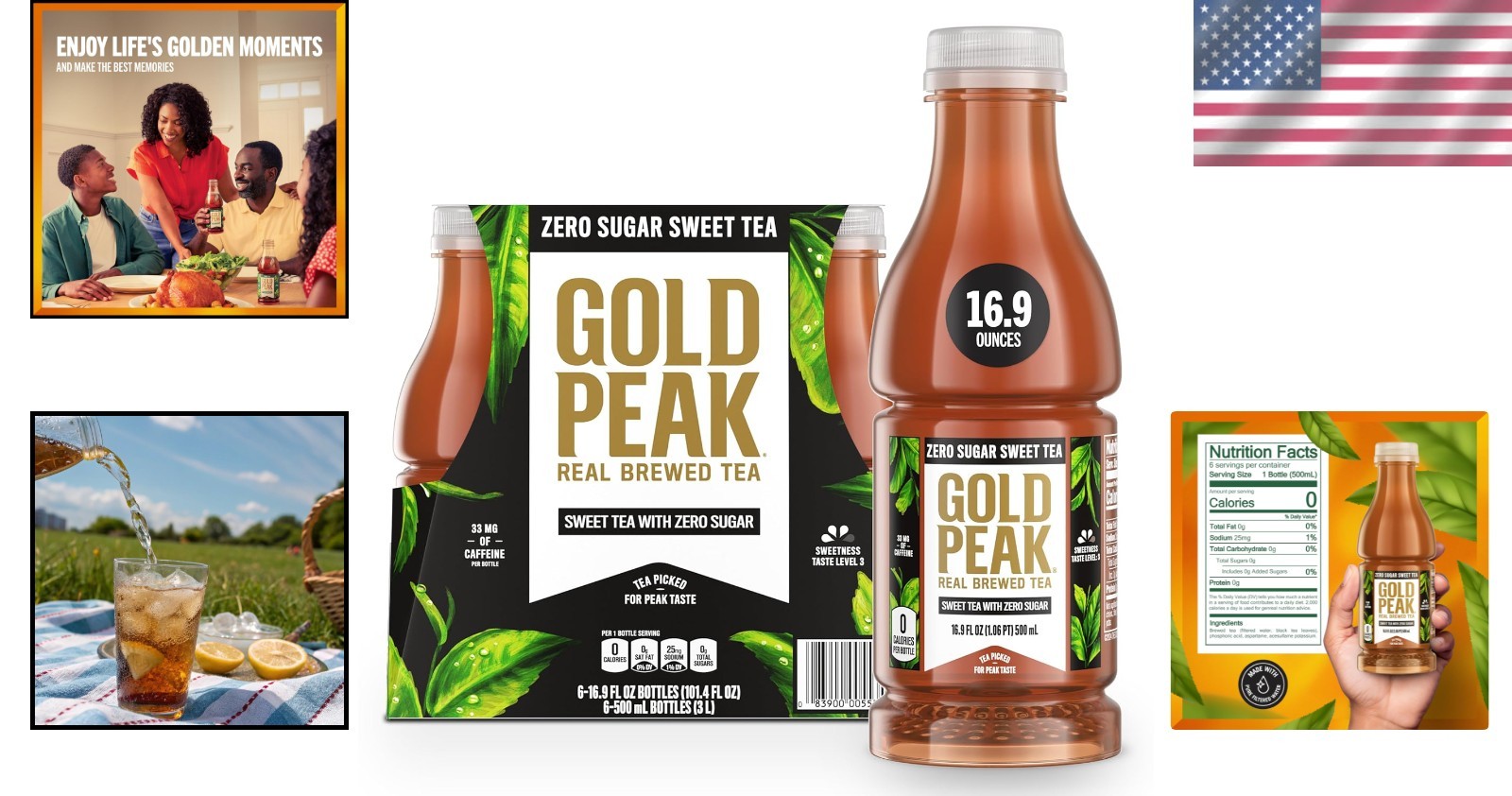 6 Bottles of Real Brewed Zero Sugar Sweet Tea – Refreshing 16.9 fl oz Beverage