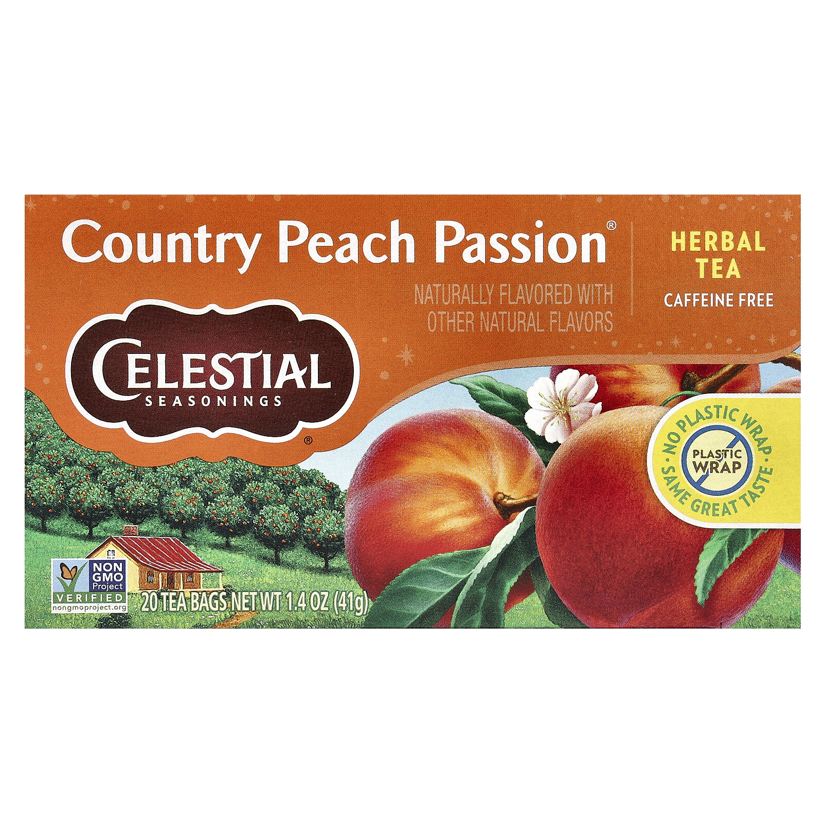 Herbal Tea, Country Peach Passion®, Caffeine Free, 20 Tea Bags, 1.4 oz (41 g)