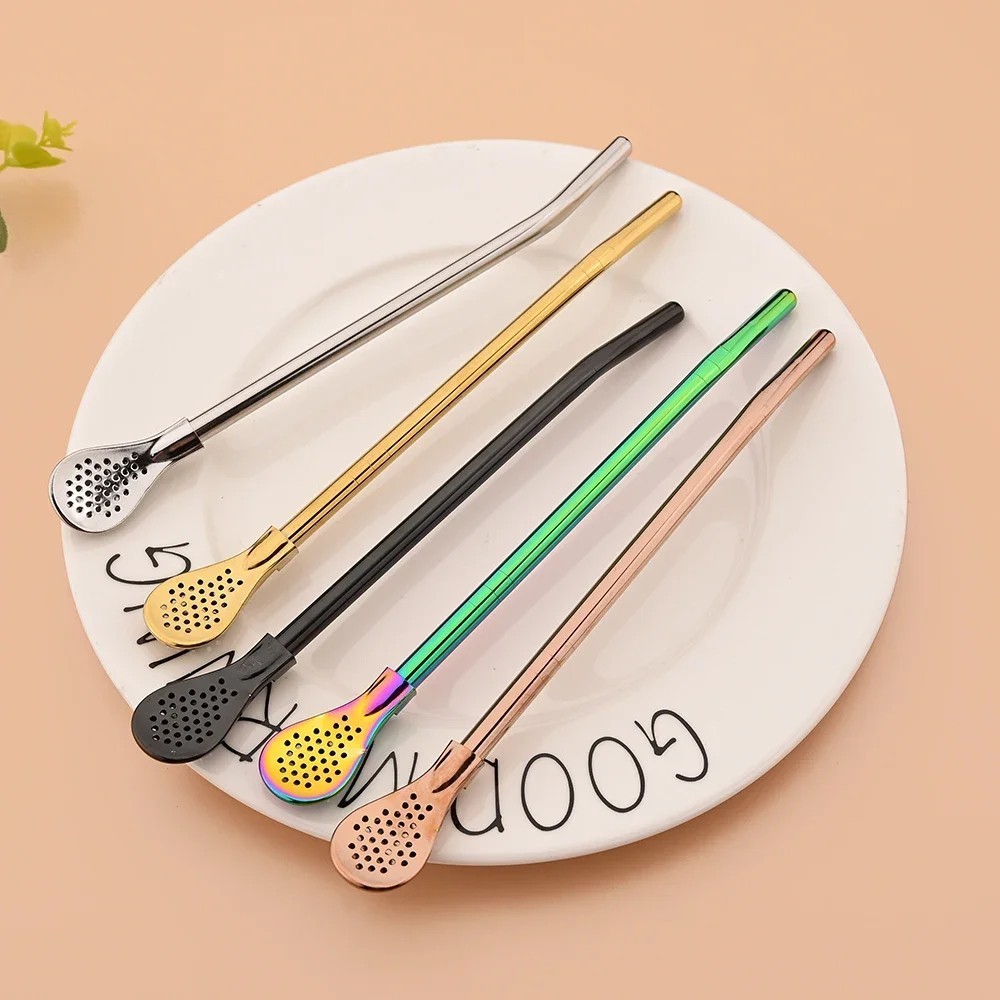 Bombilla Yerba Mate Straws, 3 Pack Reusable Colorful Tea Coffee Cocktail Stai…