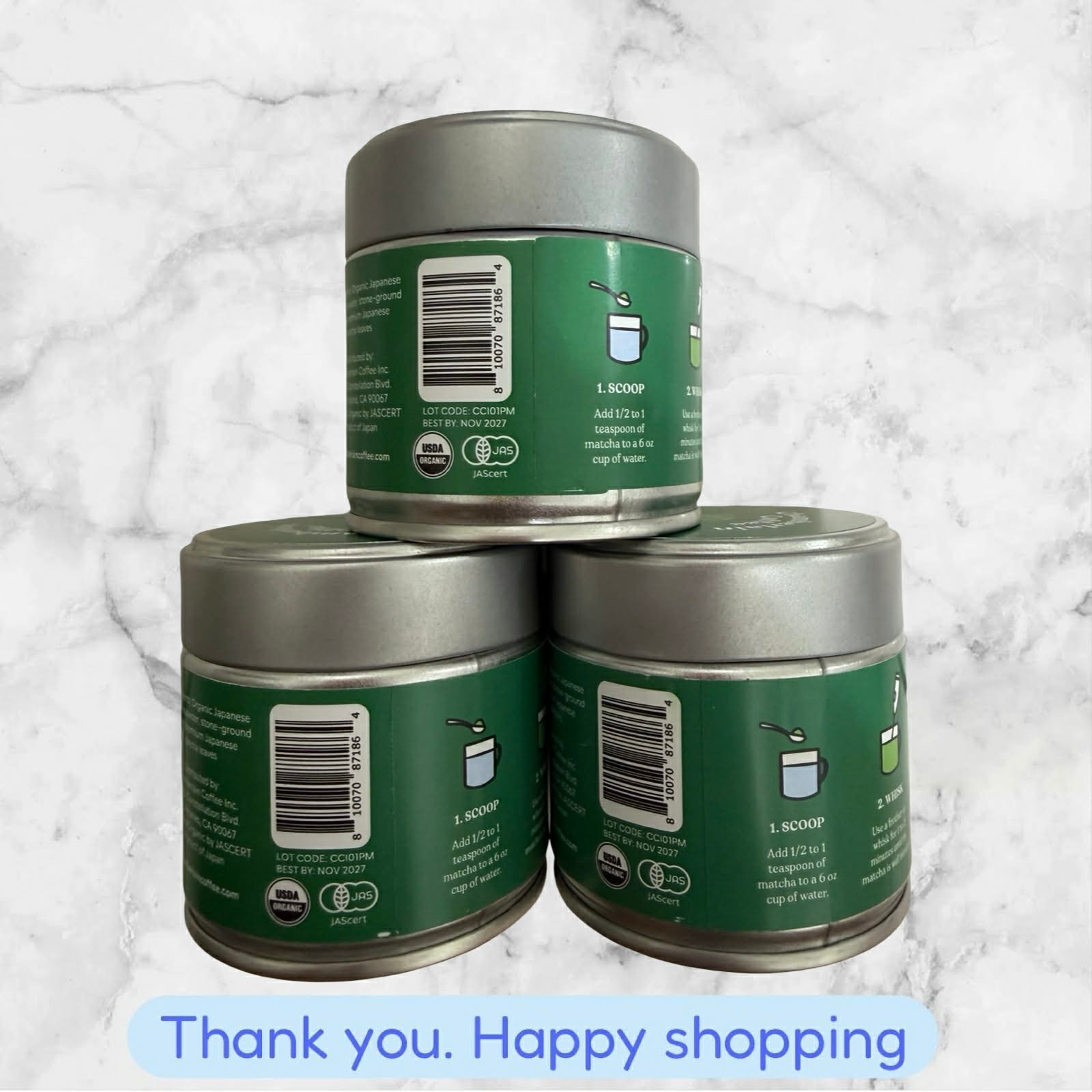 FOR 3 Chamberlain Coffee 100% Organic Matcha Japanese Green Tea Powder NEW SHIP