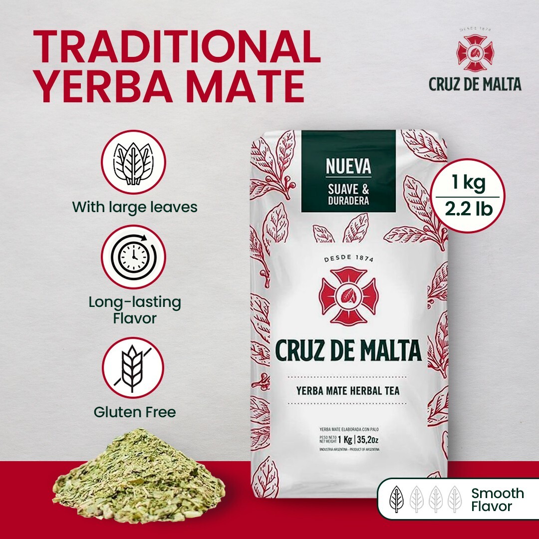 Cruz de Malta Yerba Mate – 2 x 1.1 Lb Bags (2.2 Lb Total) – Free USA Shipping