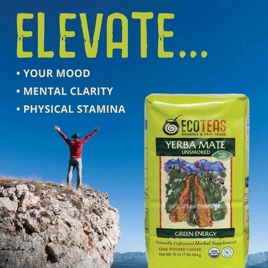 Eco Teas Organic Yerba Mate Green Energy Loose Leaf Tea 1 Lb Exp 2030