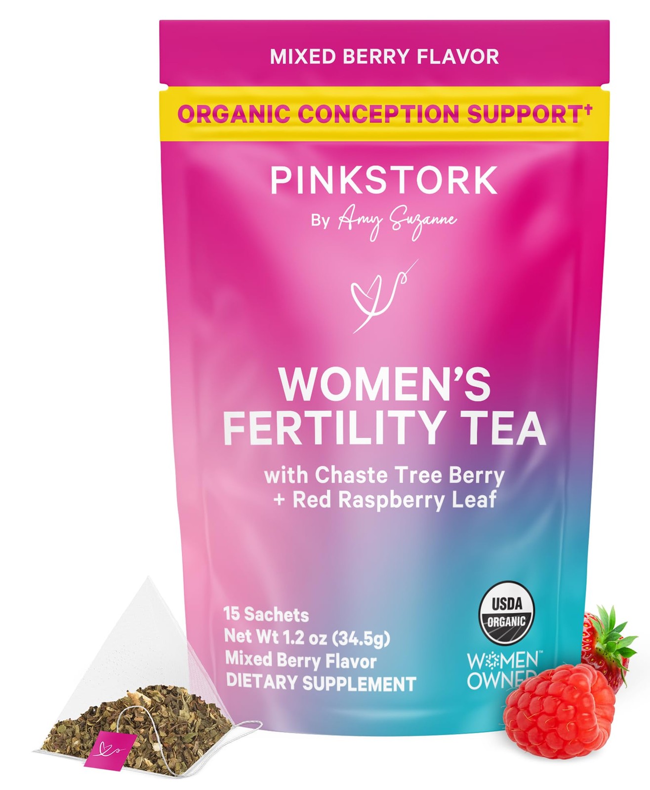 Organic Fertility Tea for Women, Mixed Berry, 15 Sachets