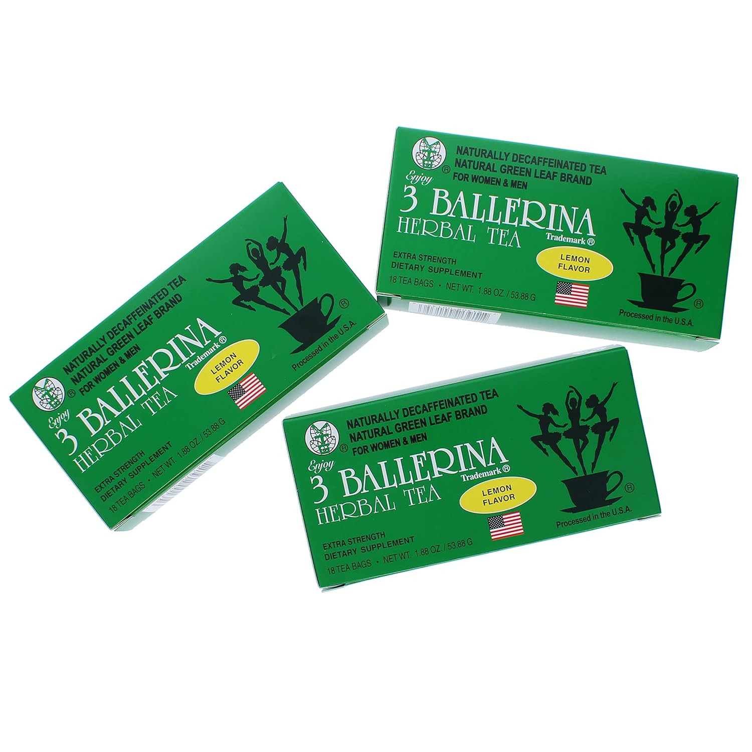 TEA DIETERS DRINK EXTRA STRENGH LEMON FLAVOR (3 Boxes, 18 Tea Bags , 1.88 Oz ）