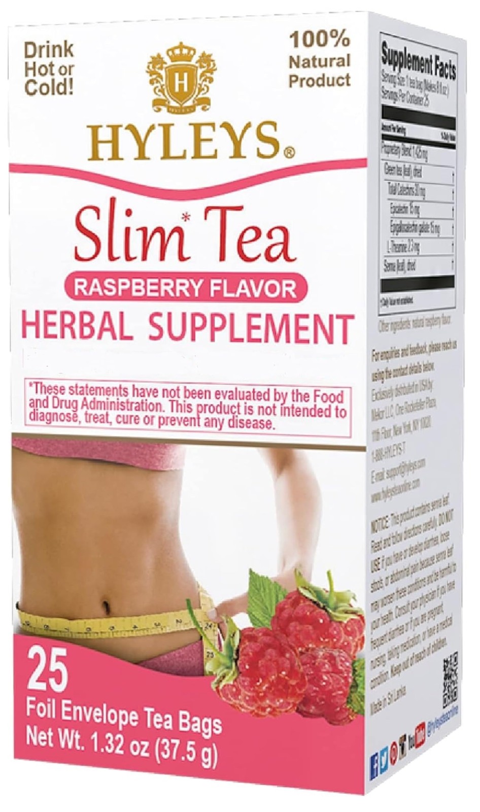 Hyleys Slim Tea Raspberry Flavor – Weight 25 Count (Pack of 1),