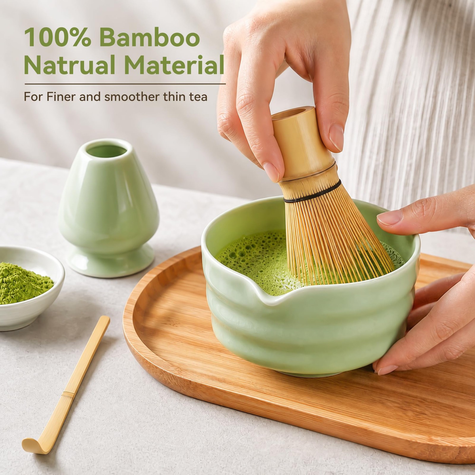 Matcha Whisk Set with Ceramic Bowl – Complete Matcha Making Kit, Bamboo Whisk…