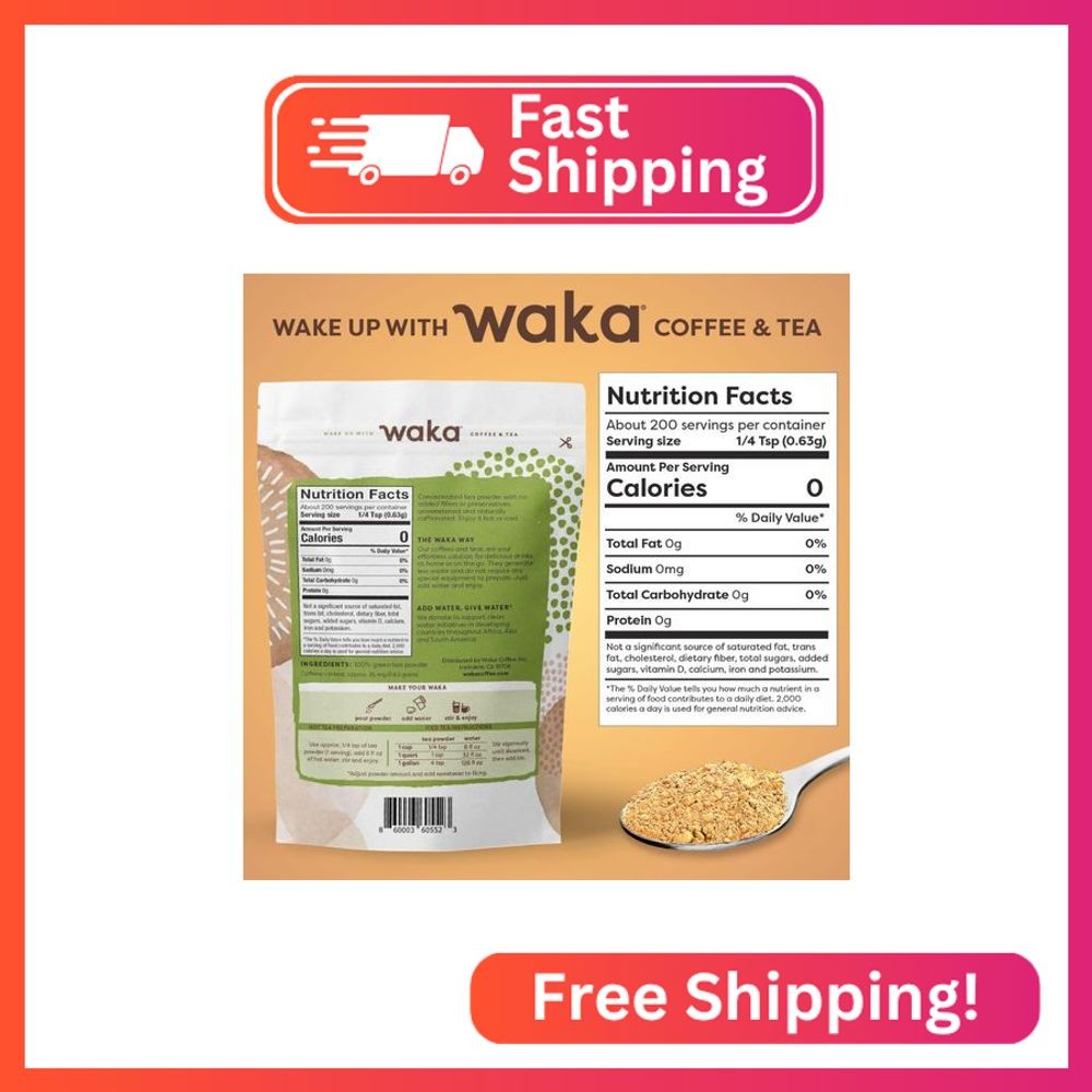 Waka Instant Green Tea Mix, Classic – 100% Tea Leaves, No Additives, Unsweetened