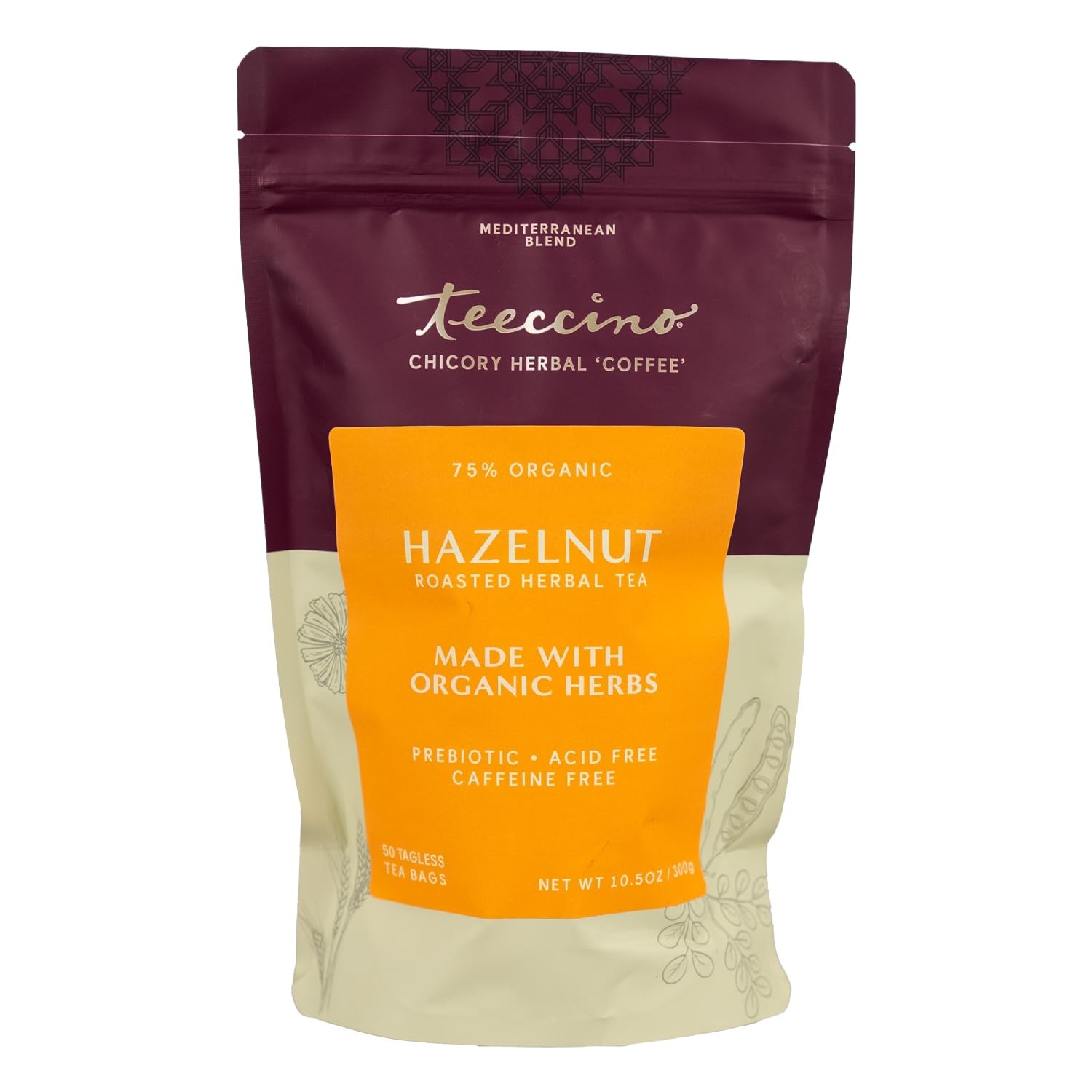 Hazelnut Roasted Tea – Caffeine , Prebiotic, 3x More Herbs – 50 Tagless Eco-F…