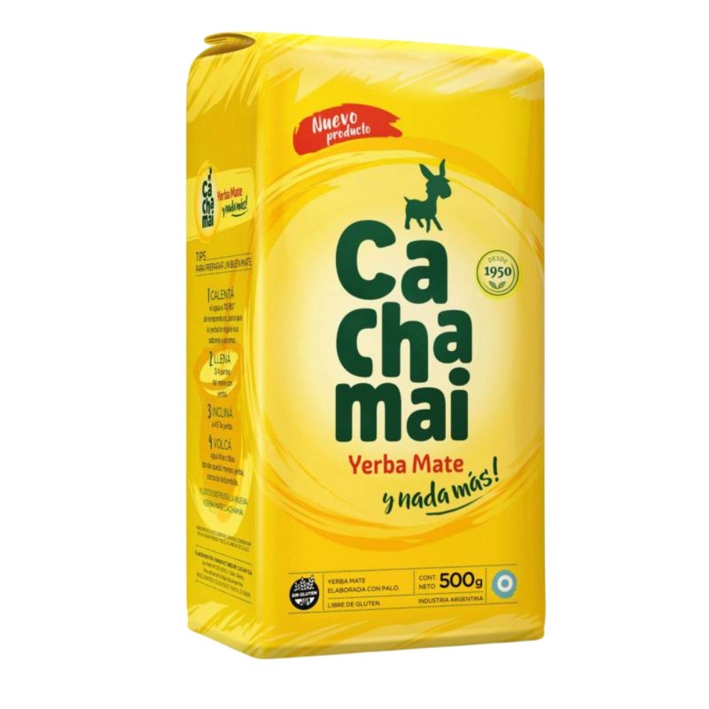 Cachamai Yerba Mate Argentina con Palo, 500 g / 1.1 lb (2-PACK)