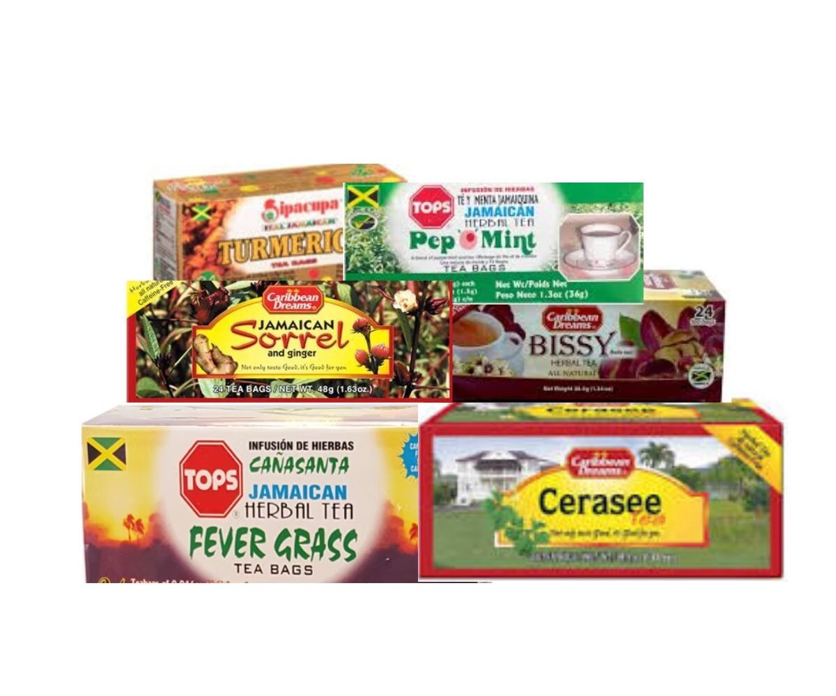 Authentic Jamaican Herbal Tea Bundle – Peppermint, Ginger, Fevergrass | 6 Pack