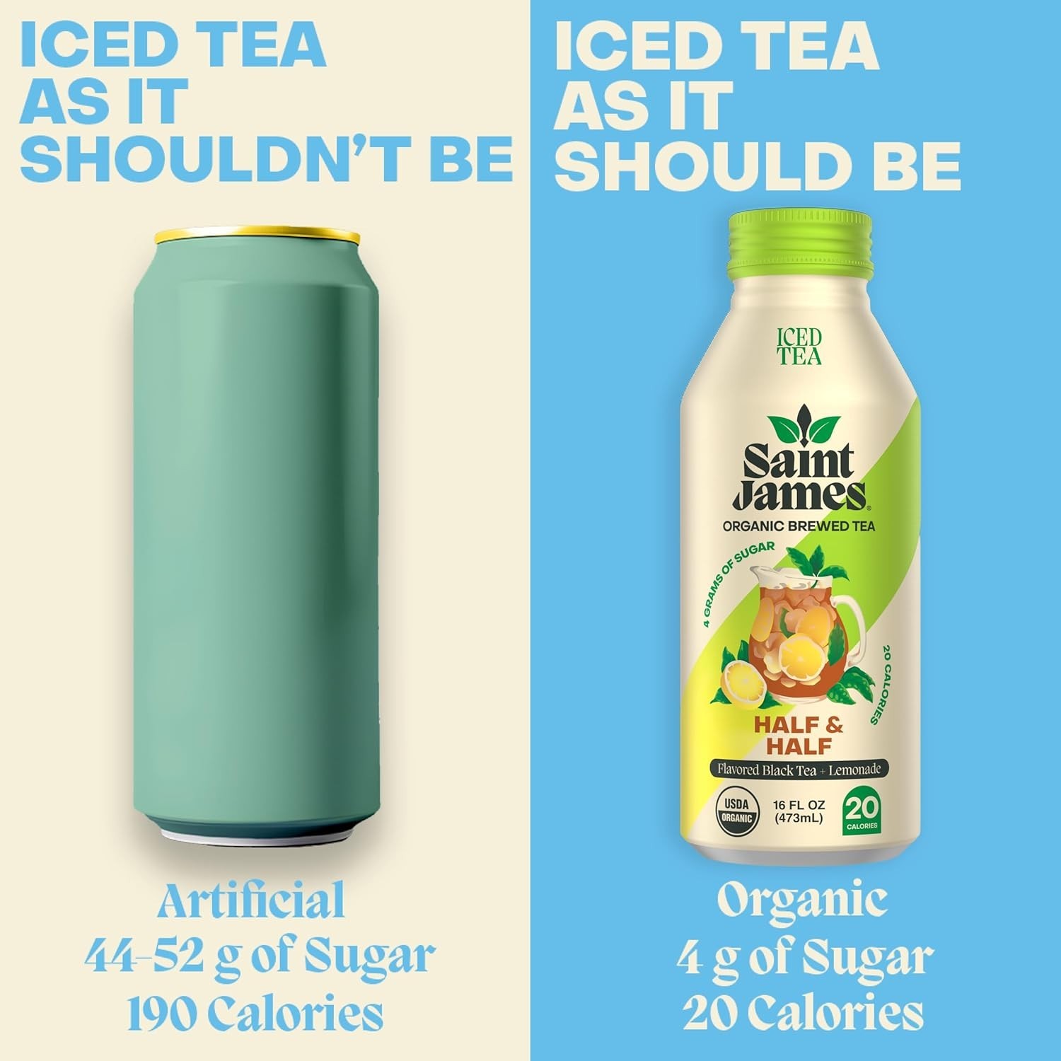 Iced Tea – Organic Black Tea & Lemonade – Non-GMO, Gluten Free, Low Calorie, …