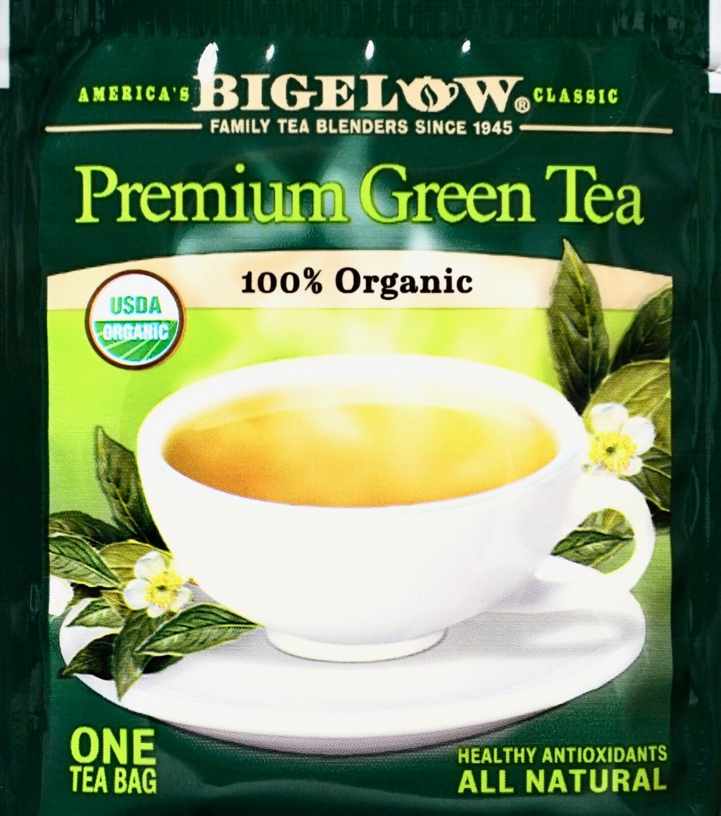 Bigelow Premium Chinese Green Tea 100% USDA Organic, Individually Wrapped