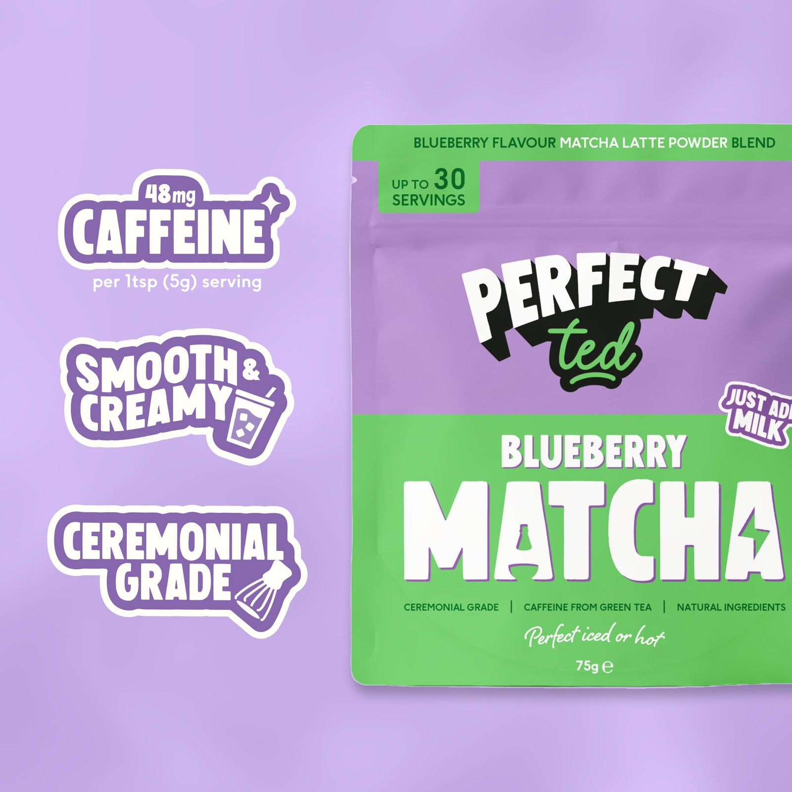 Matcha Powder | Blueberry Flavor 75g | Matcha Powder Ceremonial Grade | Match…