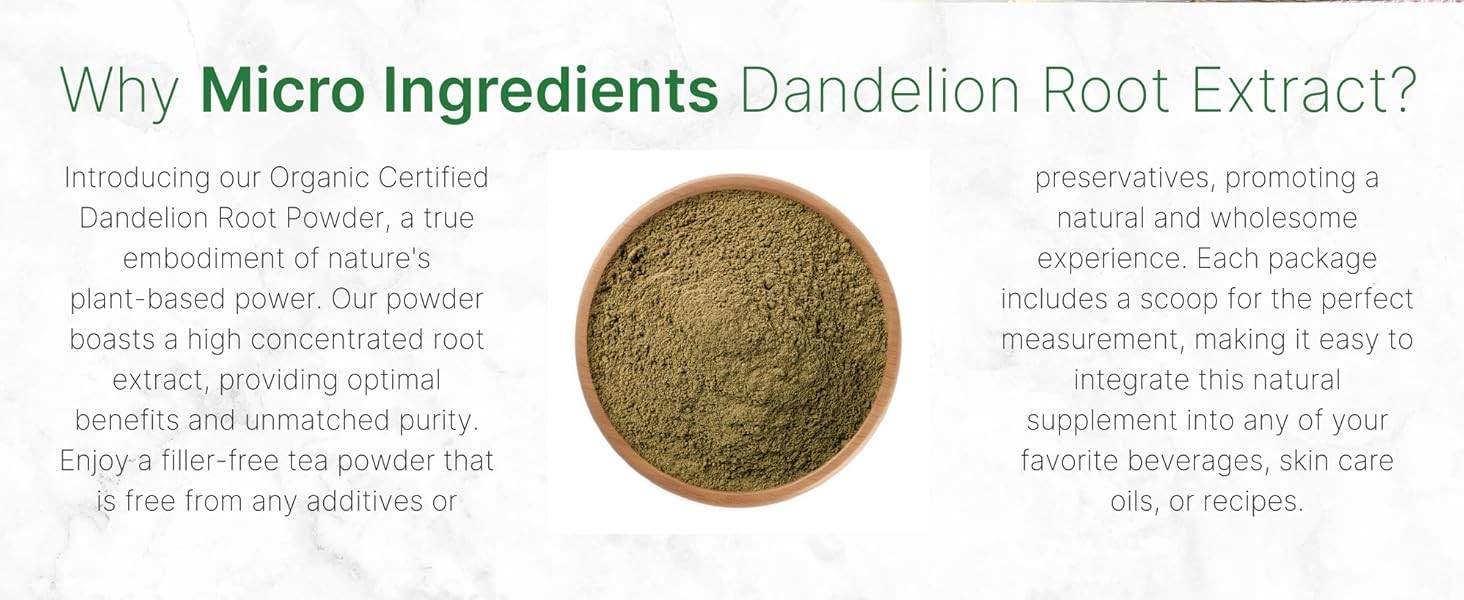Organic Dandelion Root Tea Powder, 8oz | Up to 220 Servings | Premium