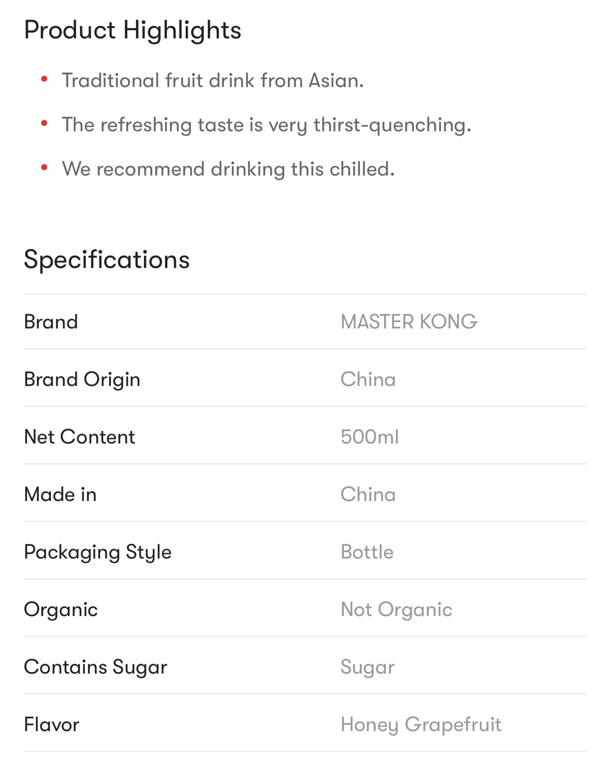 Master Kong Honey Citron Drink ( 500 ml., 15 pk.)