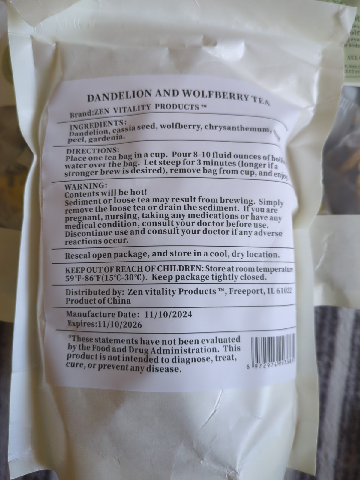 Dandelion & Wolfberry Tea -Kidneys,Liver Herbal Tea Mix Blend for Detox 3 Bags