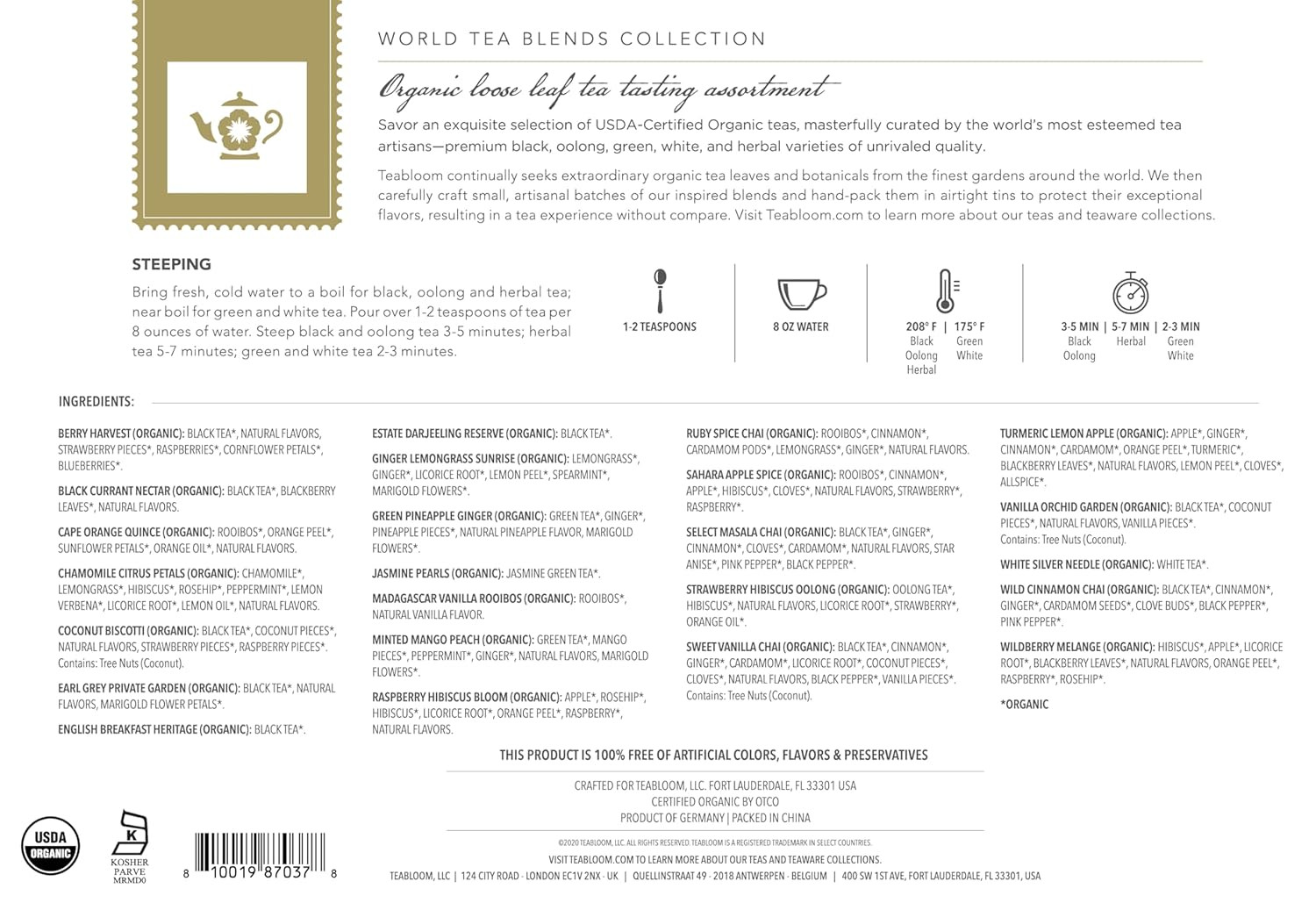 Organic Loose Leaf Tea Chest – 24 Varieties of Premium Teas