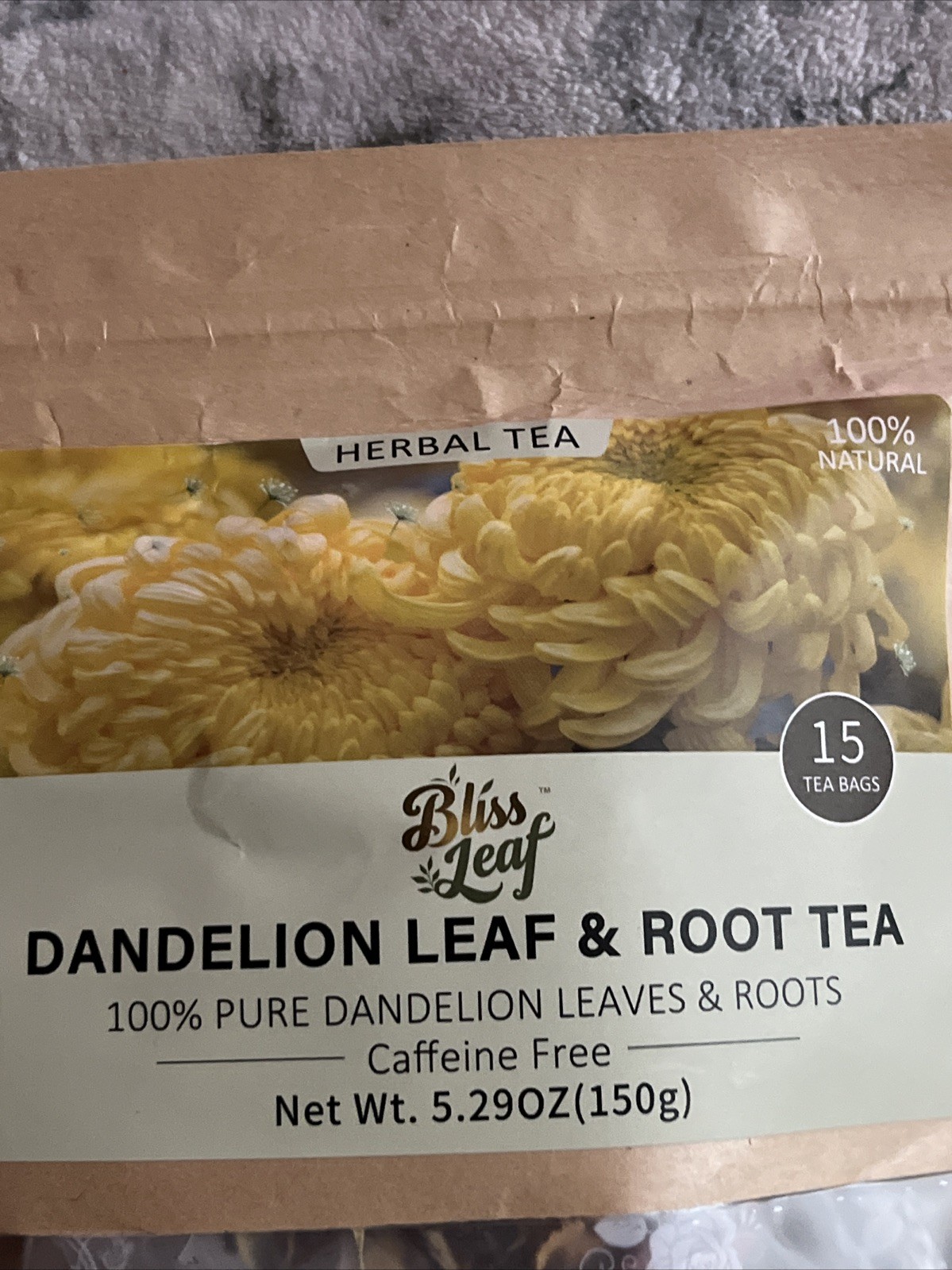 Dandelion Root Herbal Tea , Caffeine Free , 15 Bags , 100% Nature for Gut Health