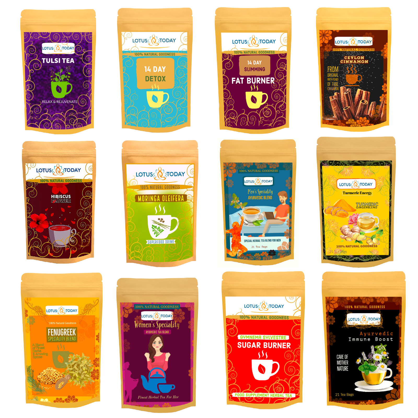 Herbal tea Detox tea Spice tea chai tea Mix Herbal tea Green Tea bags