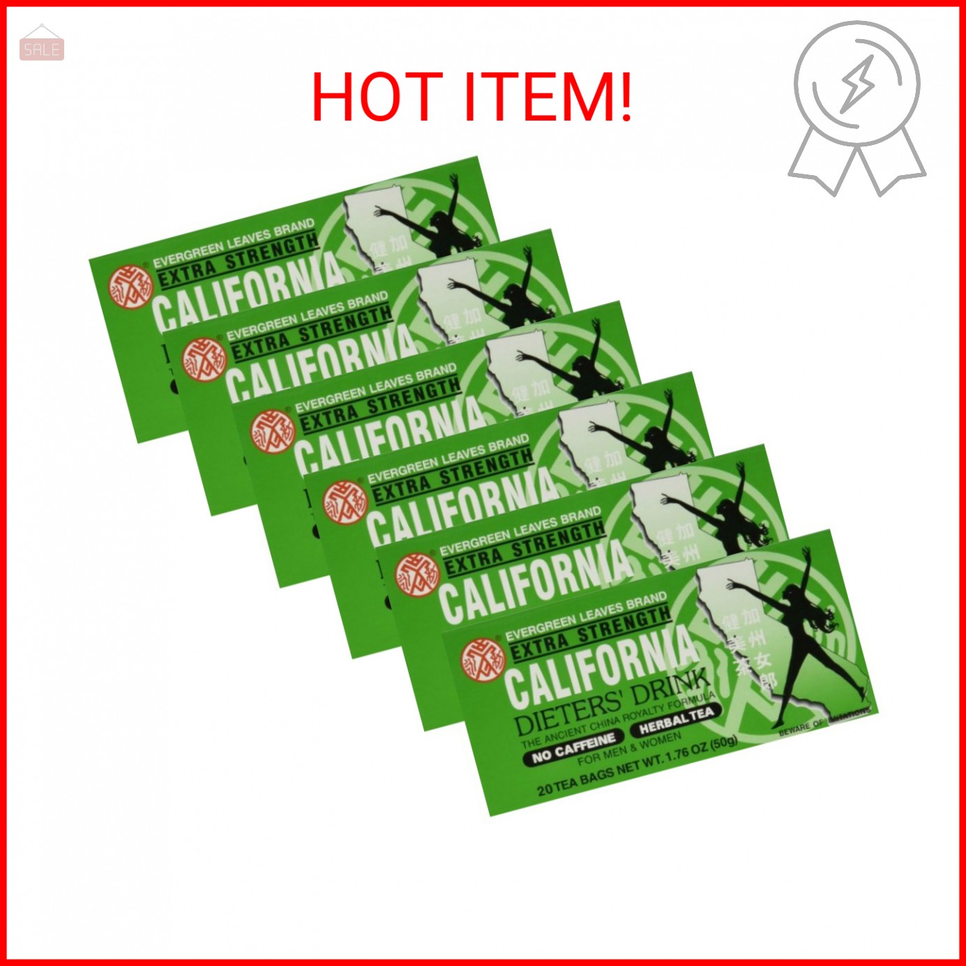 Evergreen Leaves California Dieter’s Drink Extra Strength Tea, 20 Count (Pack of