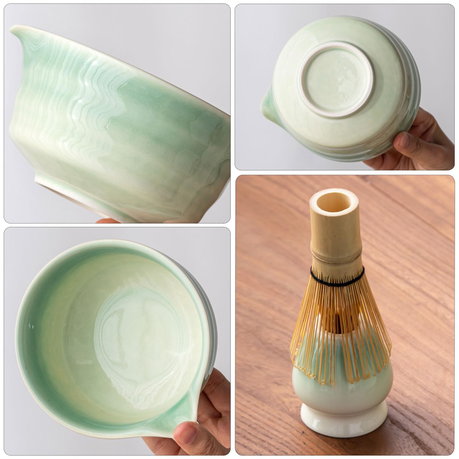Matcha Whisk Set 5pc Bowl with Spout Sifter Scoop Japanese Tea Kit